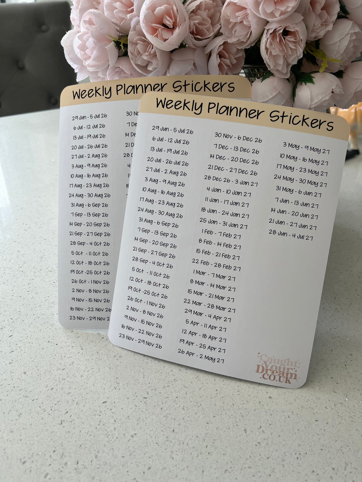 Weekly Planner Day, Month & Year Stickers, Minimal Diary Labels