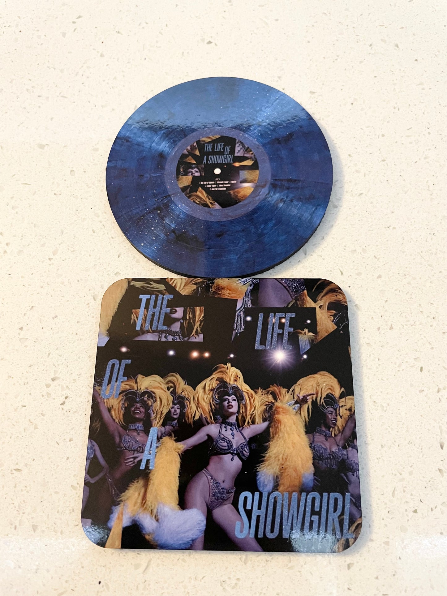 Taylor Swift The Life Of A Showgirl Vinyl Alt Cover and Vinyl Coaster Sets
