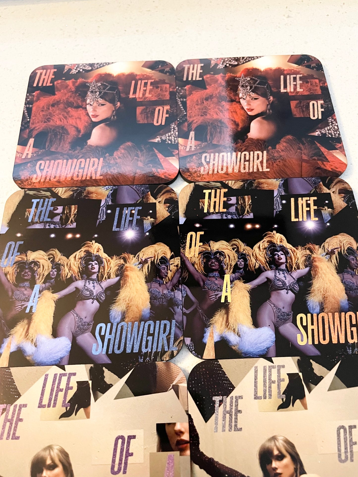 Taylor Swift The Life Of A Showgirl Vinyl Alt Cover and Vinyl Coaster Sets