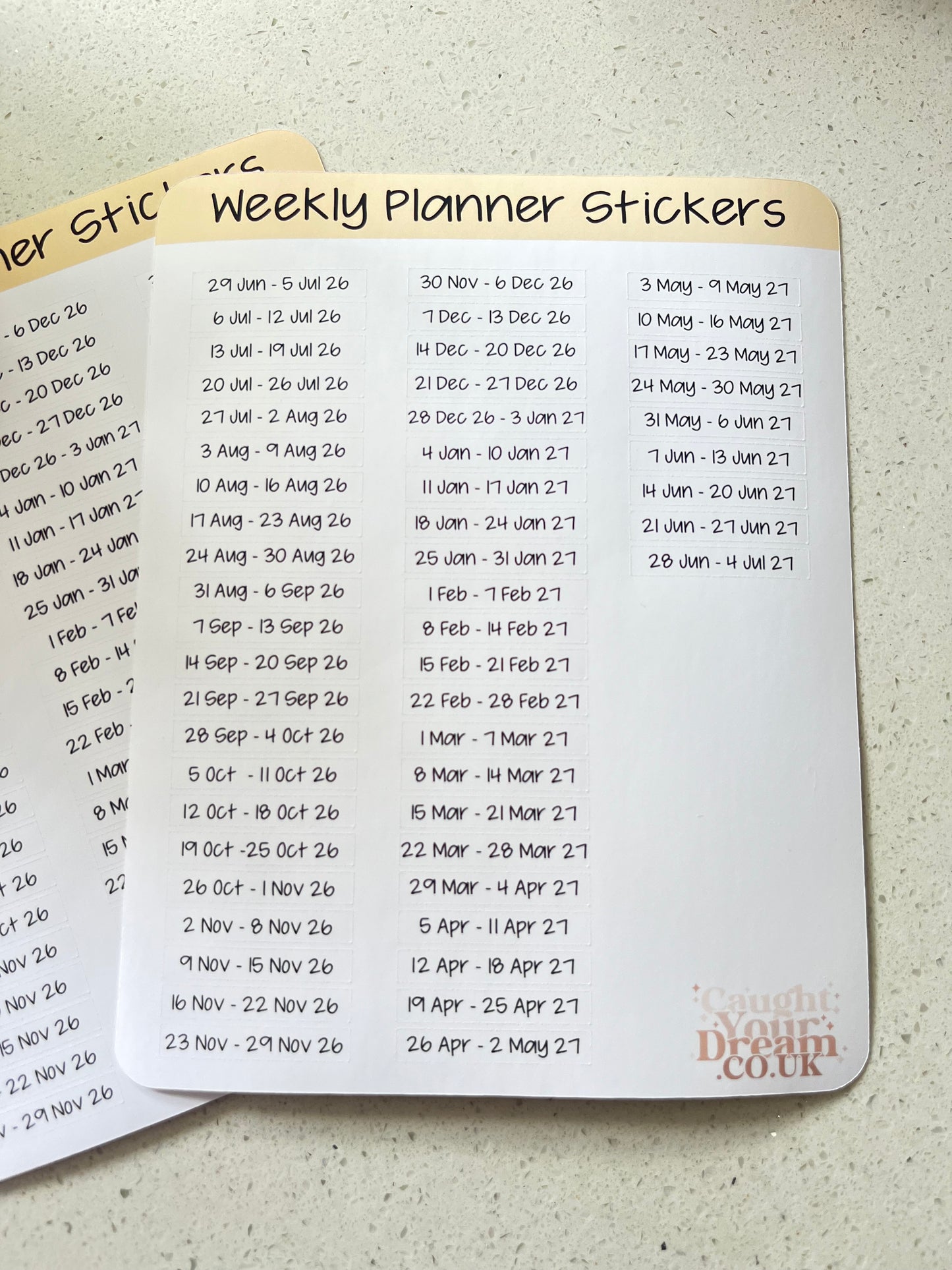 Weekly Planner Day, Month & Year Stickers, Minimal Diary Labels