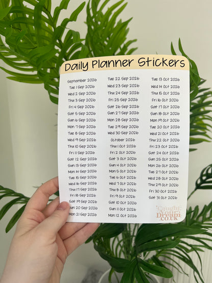 Daily Planner Day, Month & Year Stickers, Minimal Diary Labels