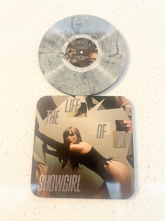 Taylor Swift The Life Of A Showgirl Vinyl Alt Cover and Vinyl Coaster Sets