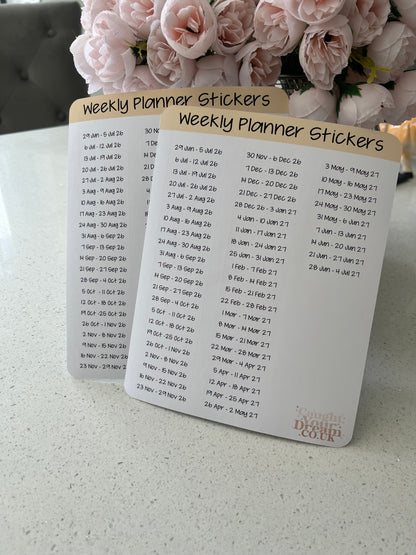 Weekly Planner Day, Month & Year Stickers, Minimal Diary Labels