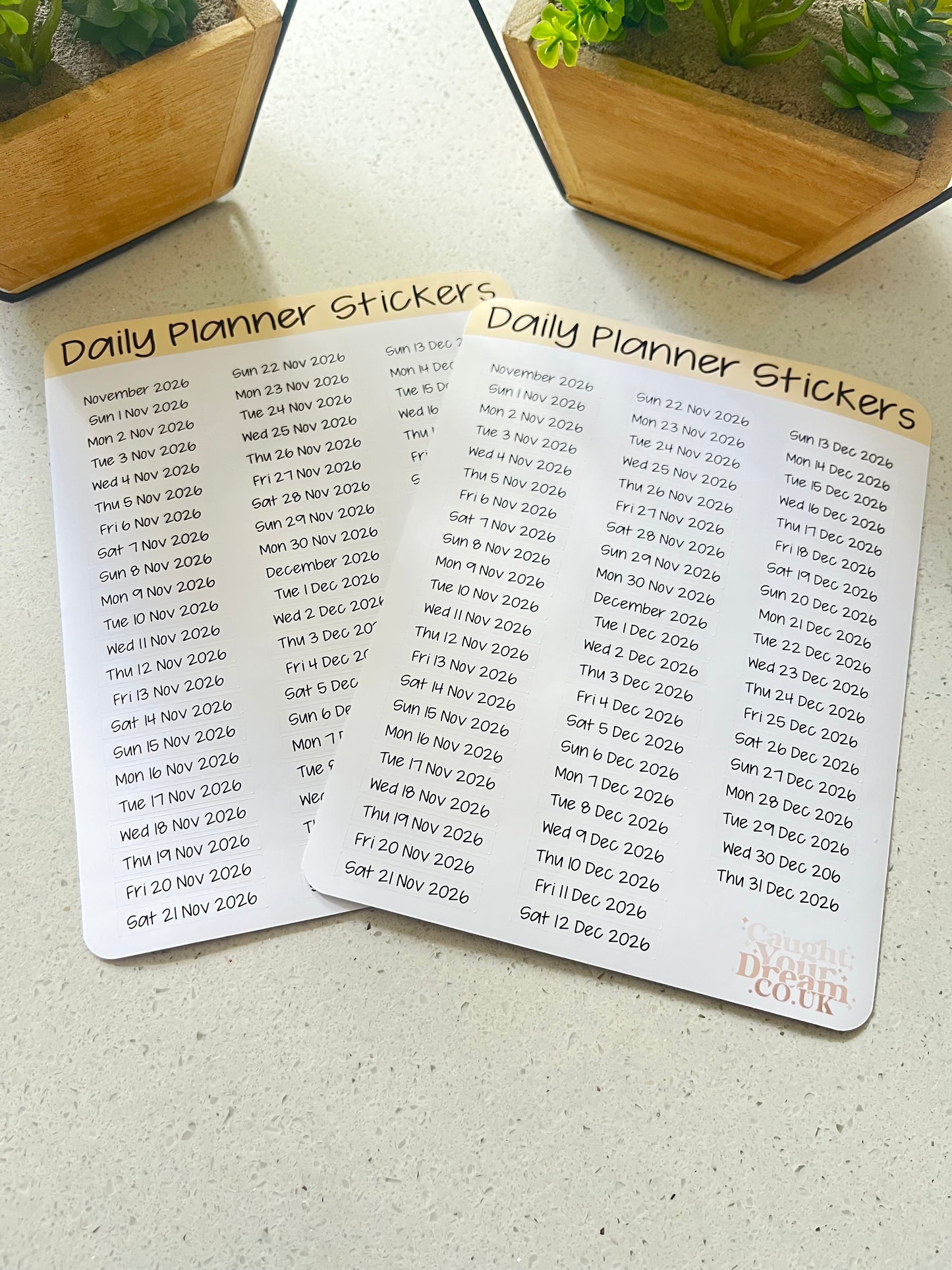 Daily Planner Day, Month & Year Stickers, Minimal Diary Labels