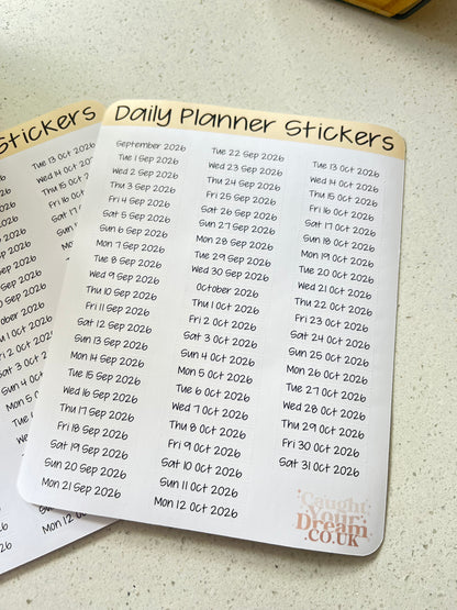 Daily Planner Day, Month & Year Stickers, Minimal Diary Labels