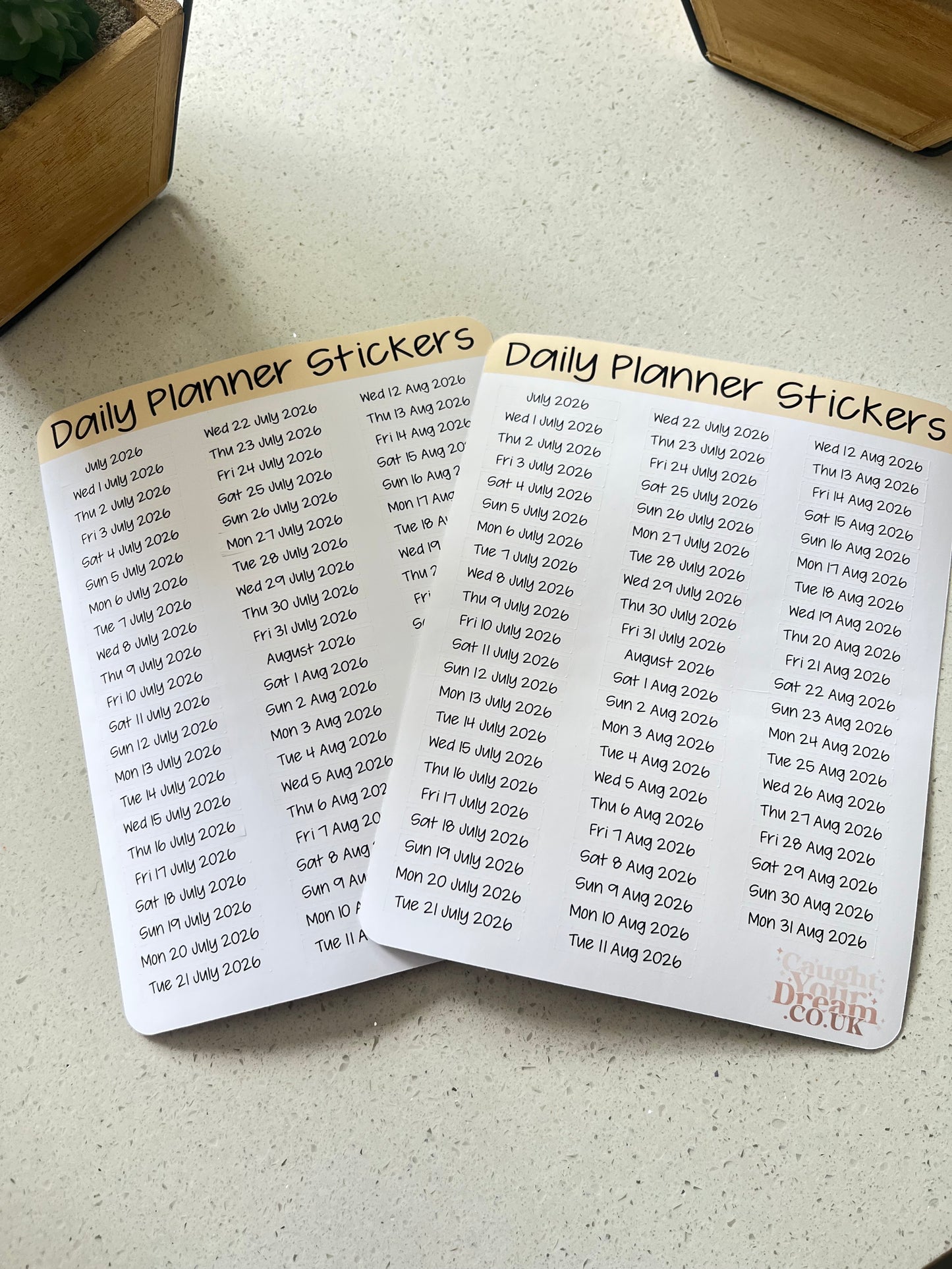 Daily Planner Day, Month & Year Stickers, Minimal Diary Labels