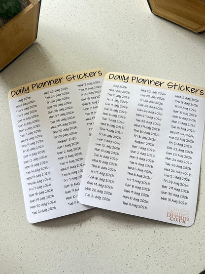 Daily Planner Day, Month & Year Stickers, Minimal Diary Labels