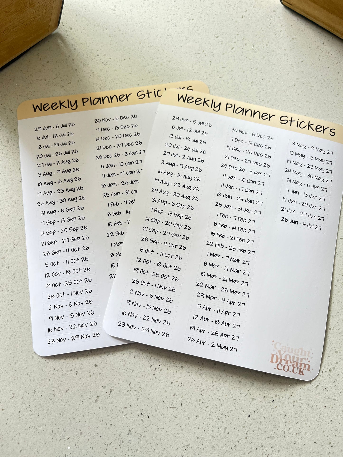Weekly Planner Day, Month & Year Stickers, Minimal Diary Labels