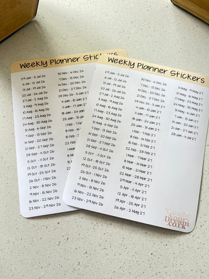 Weekly Planner Day, Month & Year Stickers, Minimal Diary Labels
