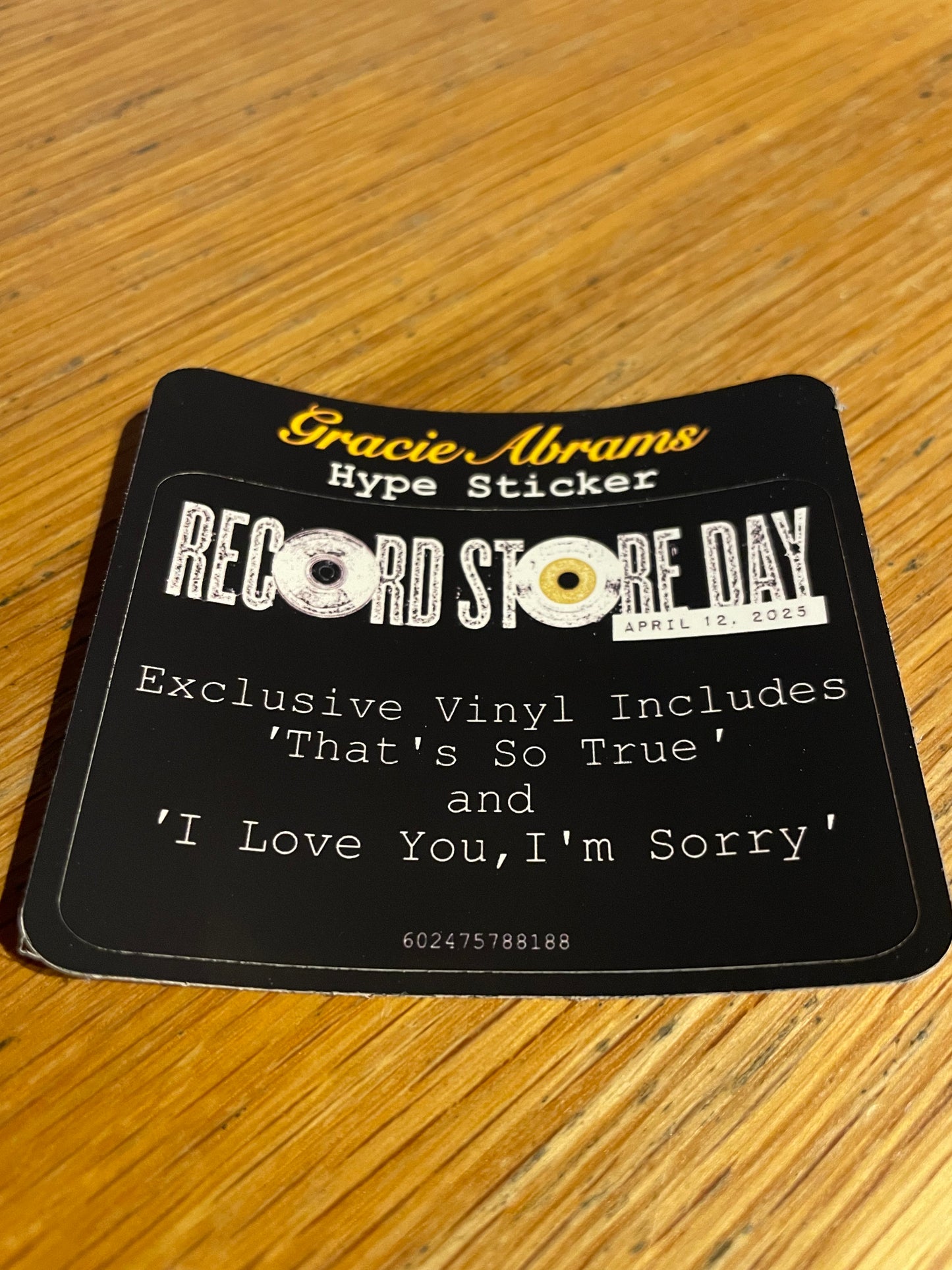 Gracie Abrams - The Secrest Of Us Live From Radio City Music Hall Record Store Day Hype Sticker