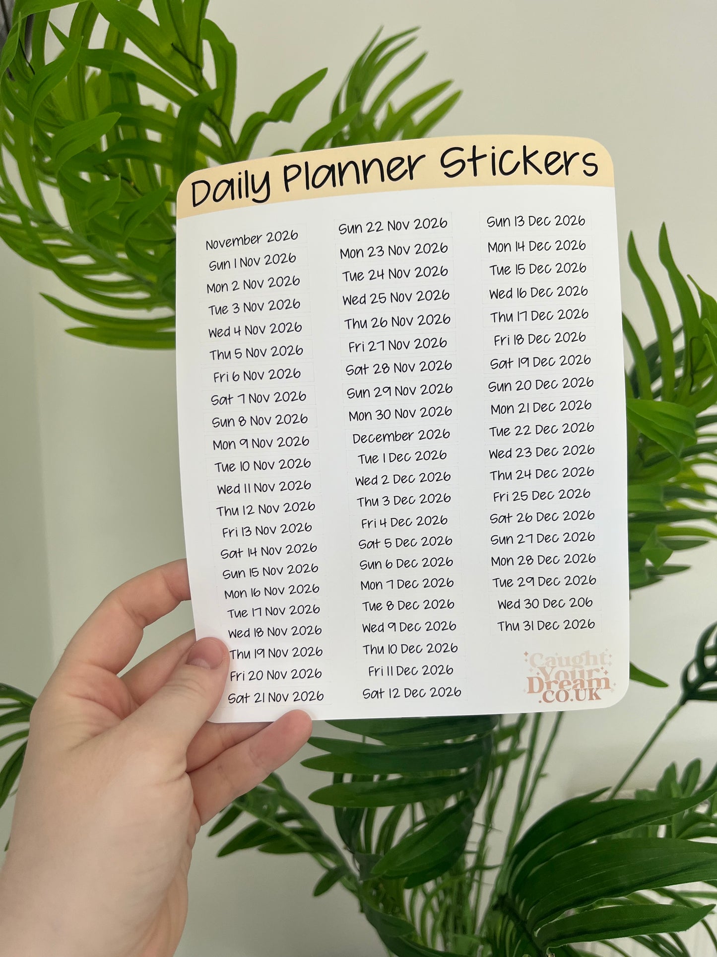 Daily Planner Day, Month & Year Stickers, Minimal Diary Labels