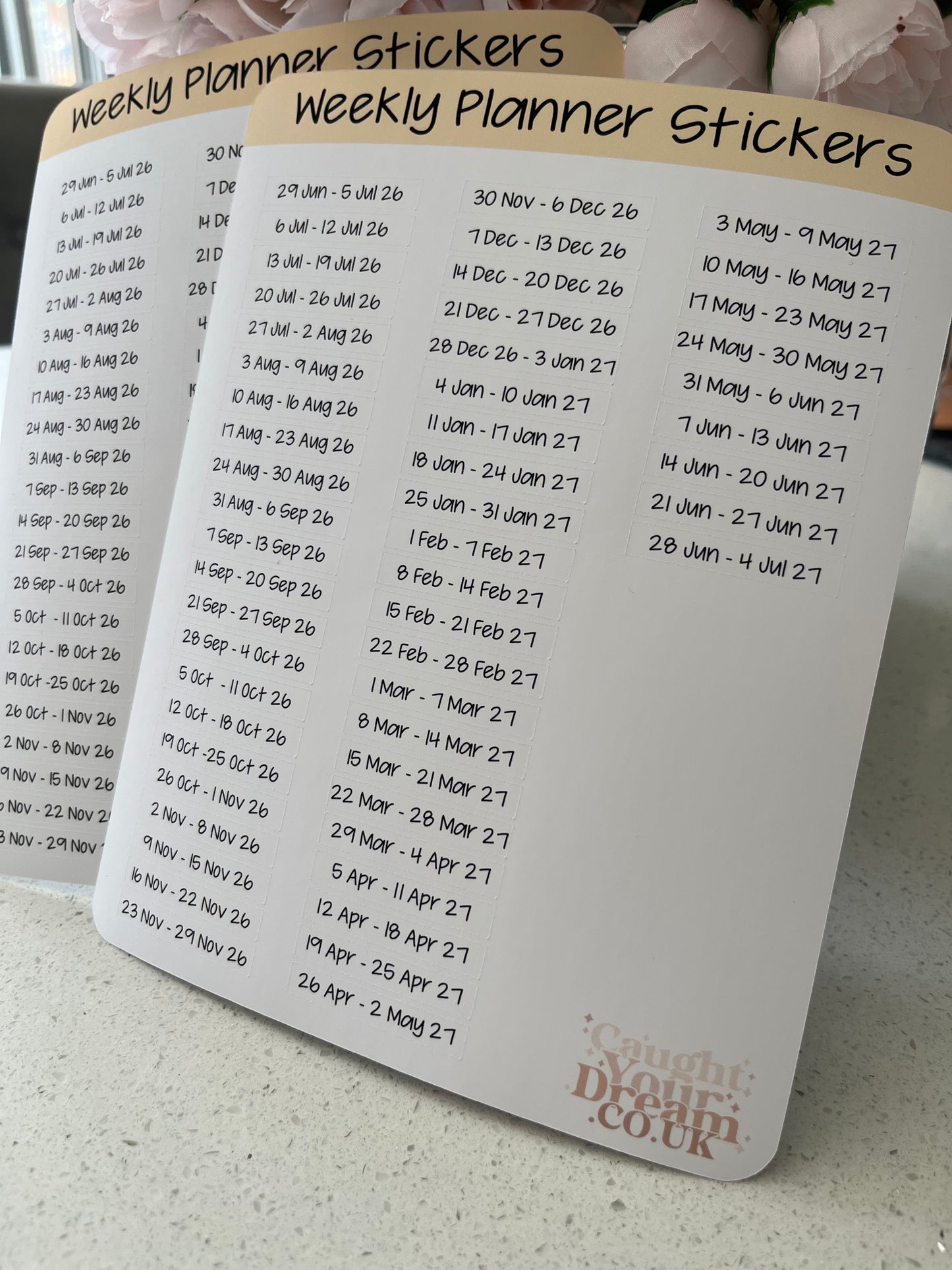 Weekly Planner Day, Month & Year Stickers, Minimal Diary Labels