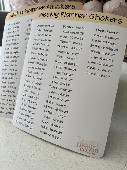 Weekly Planner Day, Month & Year Stickers, Minimal Diary Labels