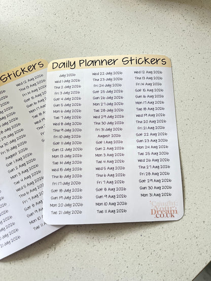 Daily Planner Day, Month & Year Stickers, Minimal Diary Labels