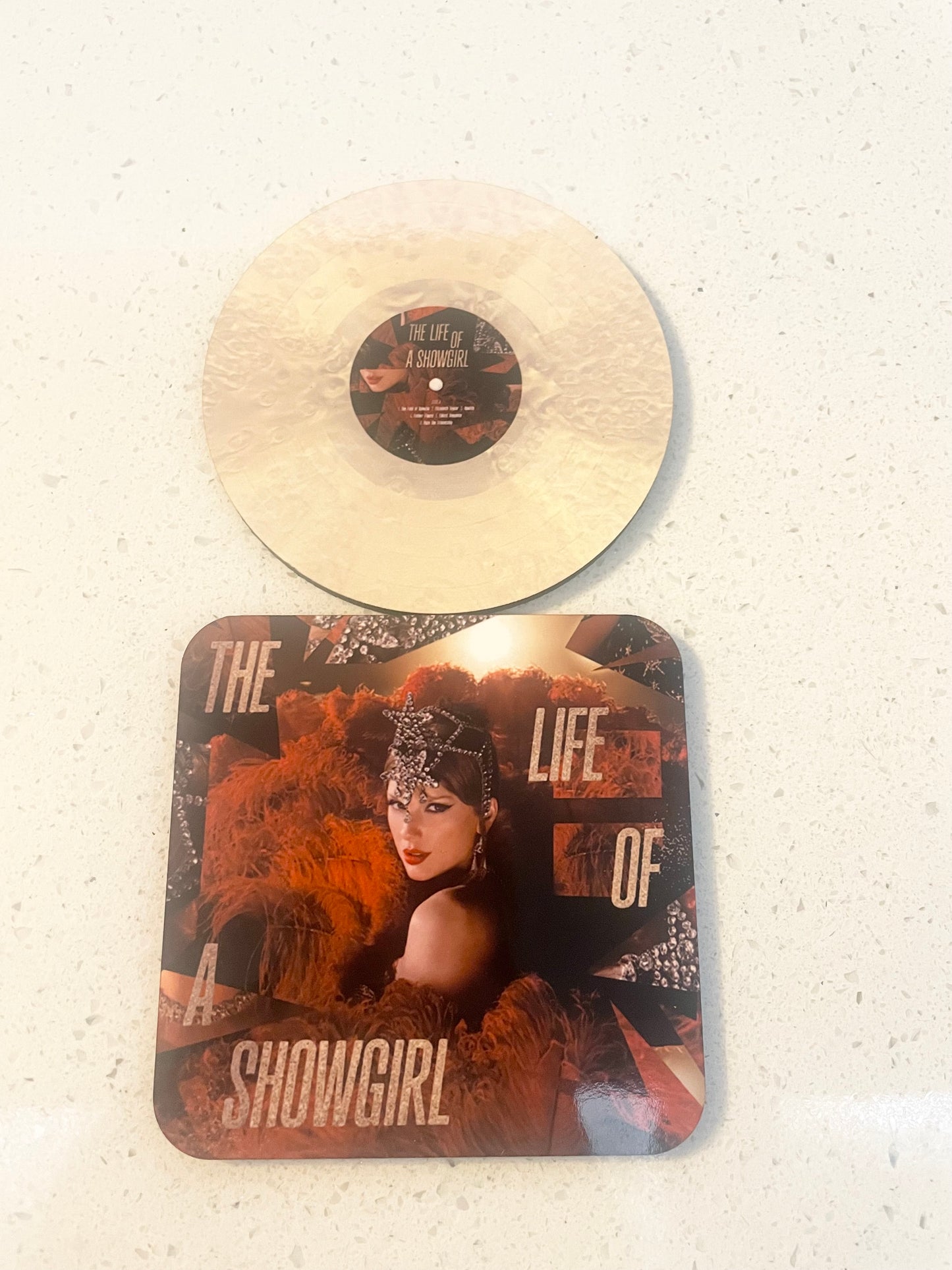 Taylor Swift The Life Of A Showgirl Vinyl Alt Cover and Vinyl Coaster Sets