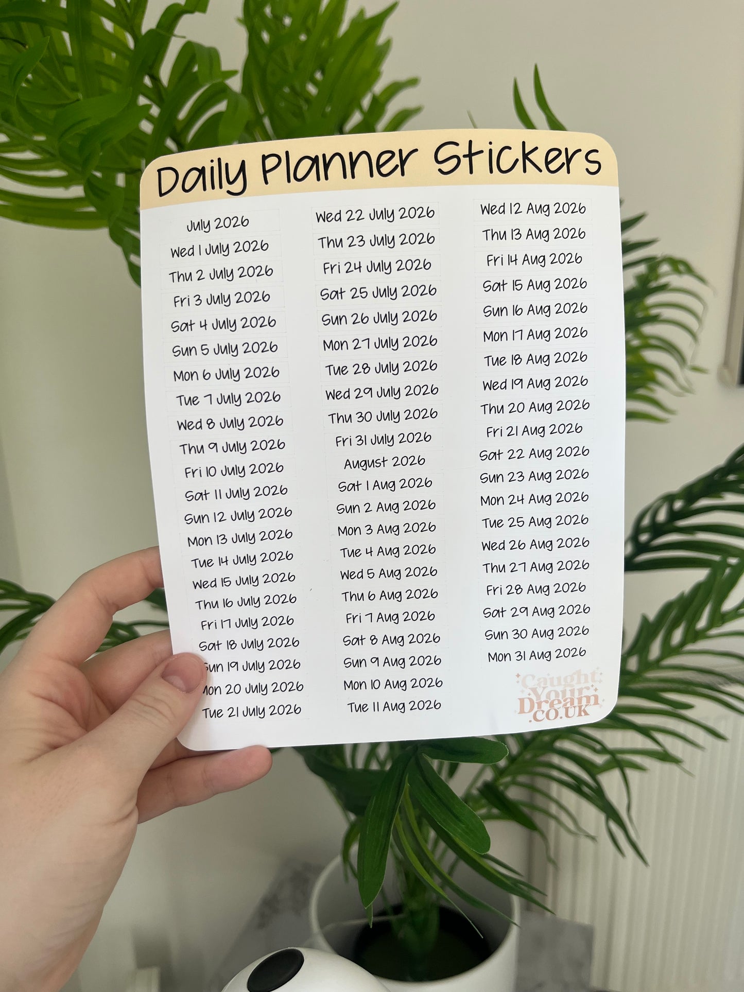 Daily Planner Day, Month & Year Stickers, Minimal Diary Labels