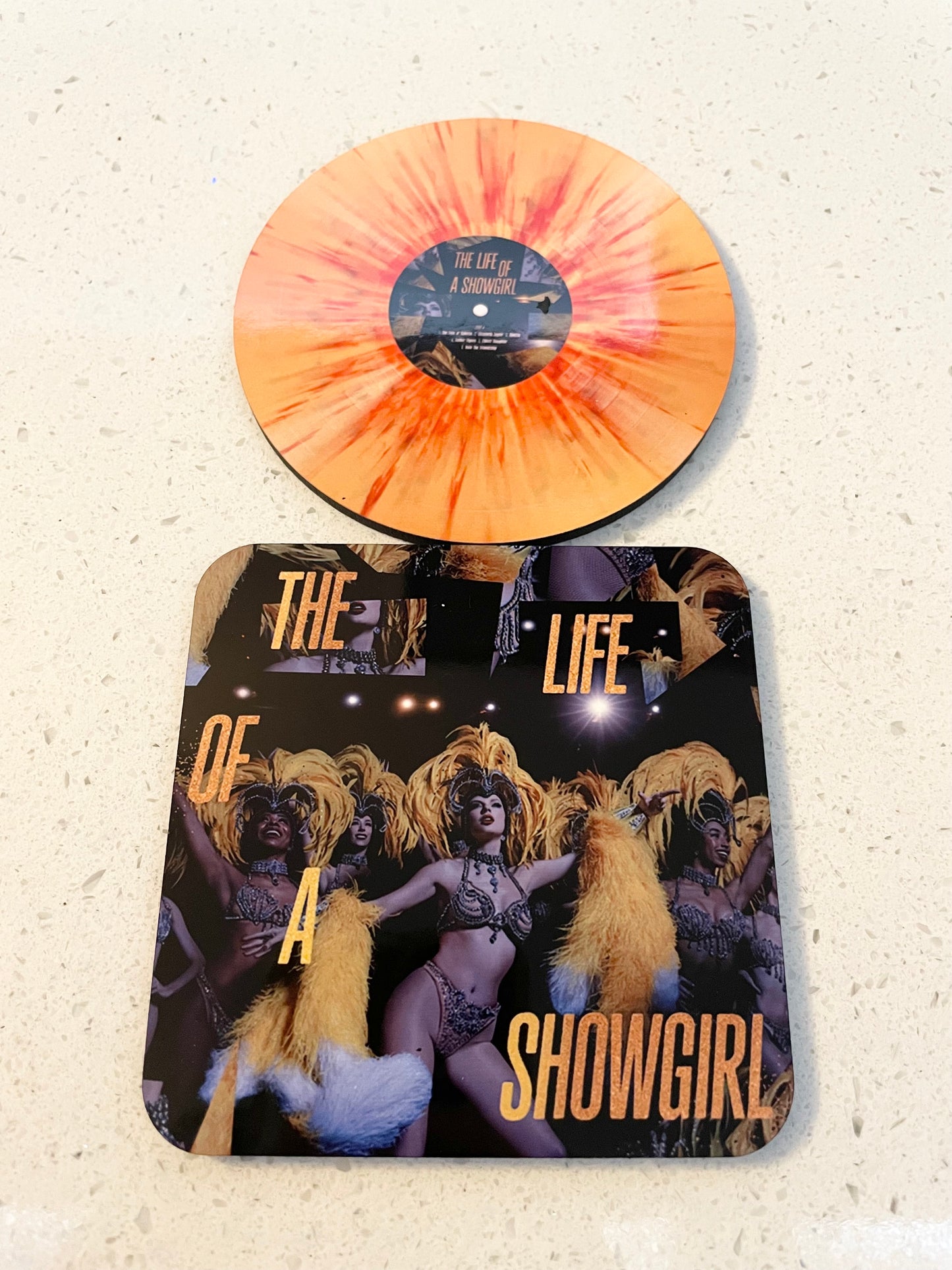 Taylor Swift The Life Of A Showgirl Vinyl Alt Cover and Vinyl Coaster Sets