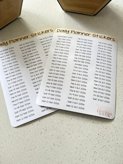 Daily Planner Day, Month & Year Stickers, Minimal Diary Labels