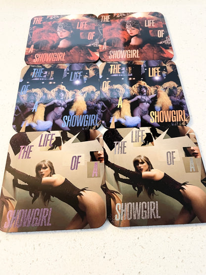 Taylor Swift The Life Of A Showgirl Vinyl Alt Cover and Vinyl Coaster Sets