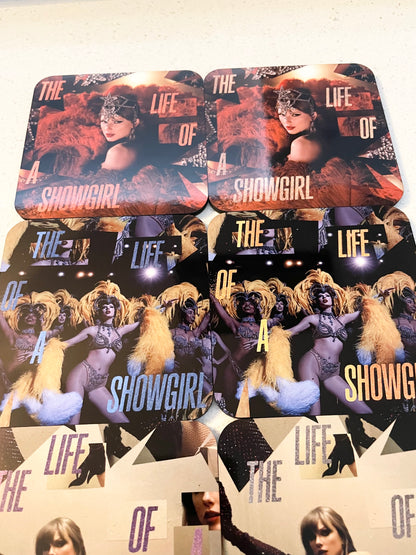 Taylor Swift The Life Of A Showgirl Vinyl Alt Cover and Vinyl Coaster Sets