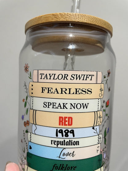 16oz Taylor Swift Libbey Glass With Straw