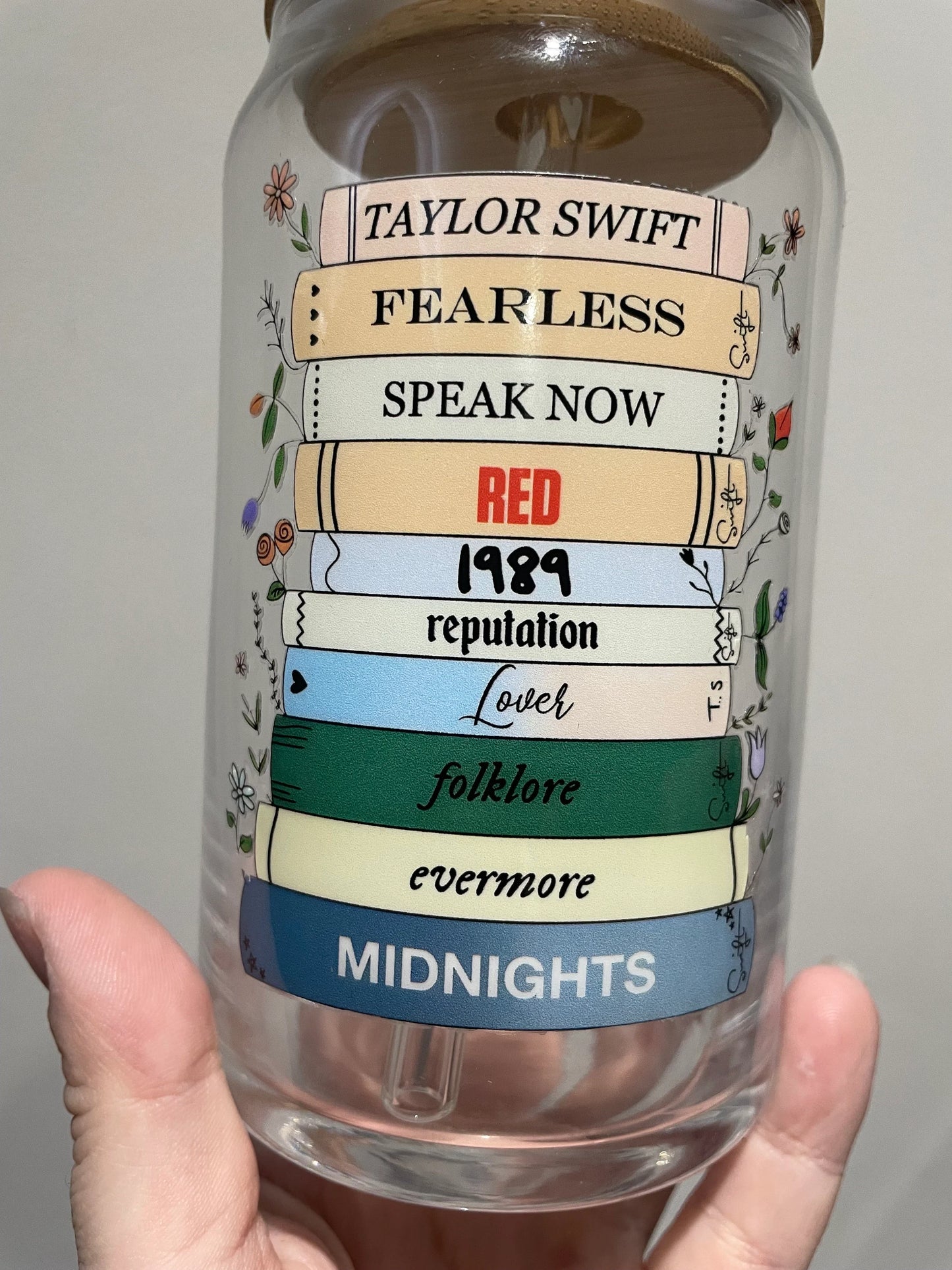 16oz Taylor Swift Libbey Glass With Straw