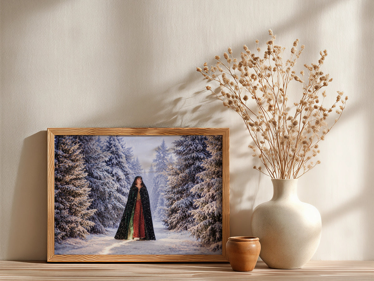 Taylor Swift Wildest Winter Print, Mystical Snow Scene, Dark Fantasy Art, Hooded Cloak