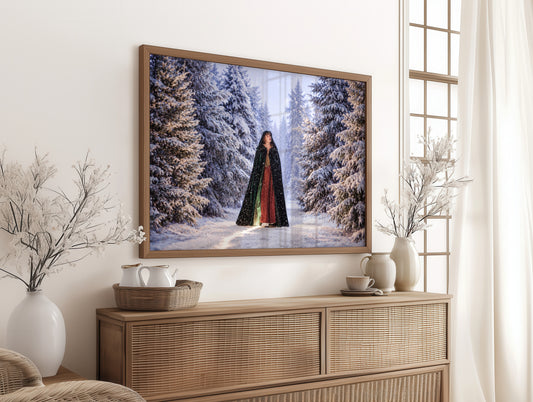 Taylor Swift Wildest Winter Print, Mystical Snow Scene, Dark Fantasy Art, Hooded Cloak
